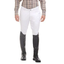 TuffRiderMen's Patrol Knee Patch Breeches -Best Equestrian Shop 10029 240 01 wht lwr.hlf
