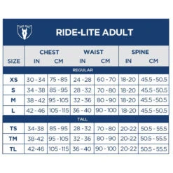 Tipperary Ride Lite -Best Equestrian Shop 1009 08 Ride Lite Adult Stock Size Chart