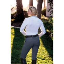 Romfh Ladies Sarafina Euro Seat Knee Patch Breeches -Best Equestrian Shop 468455 ERS Romfh.Ladies.Sarafina.Euro .Seat .KneePatch.Breech Pewter Lifestyle