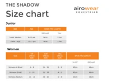 Airowear Shadow Body Protector -Best Equestrian Shop AirowearShadowSizeChart