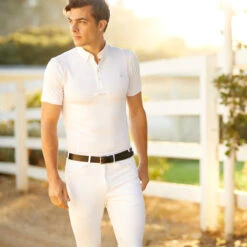 Ariat Men's TEK Short Sleeve Show Shirt -Best Equestrian Shop CopyofS20 MNS ENGL LaCunha Carmel Shot 02 0900