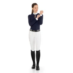 EGO 7 Women's Teresa Long Sleeve Show Shirt -Best Equestrian Shop EGO7 Teresa.LS Navy Front