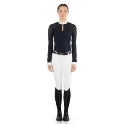 EGO 7 Women's Teresa Long Sleeve Show Shirt -Best Equestrian Shop EGO7 Teresa.LS Navy Front.2