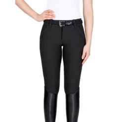Equiline Women's X Shape Knee Grip Breech -Best Equestrian Shop EQline 181 N08674 XShapeKG Black Front
