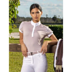 Equiline Women's GinnyG Competition Polo With Microstuds -Best Equestrian Shop EQline H00876 GinnyG Violet.Ice IRL