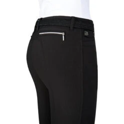 Equiline Women's Ash Riding Breeches With X-Grip Knee Patch -Best Equestrian Shop EQline N08698 Ash.XGripKP Black Detail