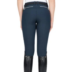 Equiline Women's Ash Riding Breeches With X-Grip Knee Patch -Best Equestrian Shop EQline N08698 Ash.XGripKP Blue Back