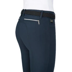 Equiline Women's Ash Riding Breeches With X-Grip Knee Patch -Best Equestrian Shop EQline N08698 Ash.XGripKP Blue Detail