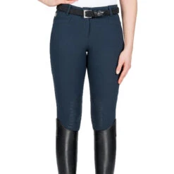 Equiline Women's Ash Riding Breeches With X-Grip Knee Patch -Best Equestrian Shop EQline N08698 Ash.XGripKP Blue Front