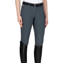 Equiline Women's Ash Riding Breeches With X-Grip Knee Patch -Best Equestrian Shop EQline N08698 Ash.XGripKP Grey