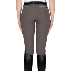 Equiline Women's Ash Riding Breeches With X-Grip Knee Patch -Best Equestrian Shop EQline N08698 Ash.XGripKP Marsh Back