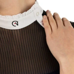 EGO 7 Women's Nina Long Sleeve Show Shirt -Best Equestrian Shop Ego7 Womens.Nina .LS .Show .Shirt Navy Detail