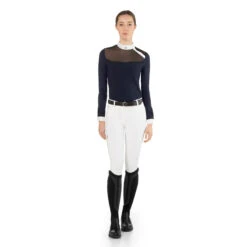 EGO 7 Women's Nina Long Sleeve Show Shirt -Best Equestrian Shop Ego7 Womens.Nina .LS .Show .Shirt Navy Front2