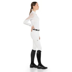 EGO 7 Women's Nina Long Sleeve Show Shirt -Best Equestrian Shop Ego7 Womens.Nina .LS .Show .Shirt White Side