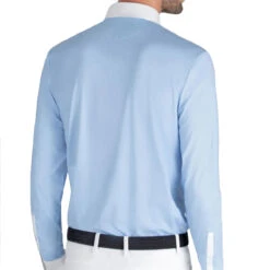 Equiline Evik Men's Competition Polo Long Sleeve Shirt -Best Equestrian Shop Equiline Mens Evik.LS .Competition.Polo .Shirt Light.Blue Back