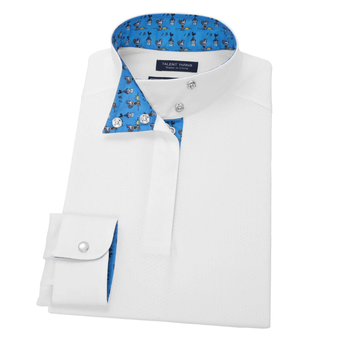 Essex Classics Girls "Roosters" Talent Yarn Wrap Collar Long Sleeve Show Shirt 1 Essex Classics Girls "Roosters" Talent Yarn Wrap Collar Long Sleeve Show Shirt