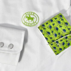 Essex Classics Ladies "Turtles" Talent Yarn Wrap Collar Long Sleeve Show Shirt -Best Equestrian Shop Essex.Classics Show.Shirt SRL27 W3 Green.Turtles 00