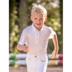 Jump'in Boy's Short Sleeve Gaston Competition Polo Shirt -Best Equestrian Shop Jump.In Boys.Gaston.Polo .Show .Shirt White