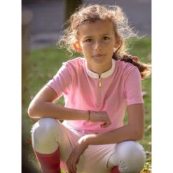 Jump'in Girls Short Sleeve Charlie Competition Polo Shirt -Best Equestrian Shop Jump.In Girls.Charlie.Polo .Show .Shirt Pink