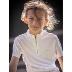Jump'in Girls Short Sleeve Charlie Competition Polo Shirt -Best Equestrian Shop Jump.In Girls.Charlie.Polo .Show .Shirt White.2