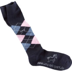 USG Karo Socks -Best Equestrian Shop KARO KL.USG Nvy.Jean .Lt .Pink Front