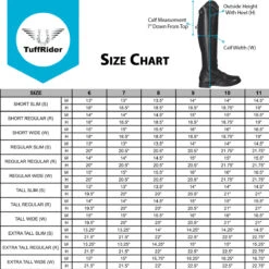 TuffRider Ladies Starter Zip Up Field Boot -Best Equestrian Shop LadyTallBootSizeChart