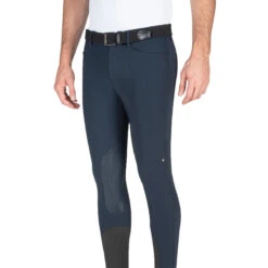 Equiline GrantK Men's B-Move Knee Grip Breeches -Best Equestrian Shop N08479 EQline GrentK Blue