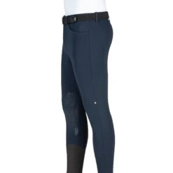 Equiline GrantK Men's B-Move Knee Grip Breeches -Best Equestrian Shop N08479 EQline GrentK Blue Side