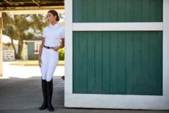 Ariat Womens Ascent 1/4 Zip Short Sleeve Show Shirt 32 Ariat Womens Ascent 1/4 Zip Short Sleeve Show Shirt -Best Equestrian Shop S23 WMS ENGL Carmel LaCunha Shot 02 8052 RTL