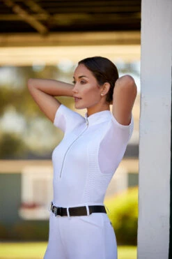 Ariat Womens Ascent 1/4 Zip Short Sleeve Show Shirt 39 Ariat Womens Ascent 1/4 Zip Short Sleeve Show Shirt -Best Equestrian Shop S23 WMS ENGL Carmel LaCunha Shot 02 8136 RTL