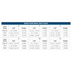 Ovation Ladies Sofia Black Field Boot -Best Equestrian Shop SofiaFieldBoots SizeChart