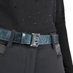 Equiline GrueG Fancy Leather Belt -Best Equestrian Shop T11372 Grueg Fancy.Leather.Belt Equiline Green.Beetle 00