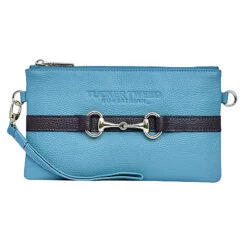 Tucker Tweed Equestrian Wellington Wristlet -Best Equestrian Shop TT WW SB DC Sky.Blue .Dark .Chocolate