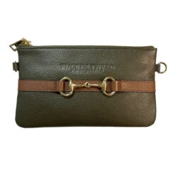 Tucker Tweed Equestrian Wellington Wristlet -Best Equestrian Shop Tucker.Tweed Wellington Olive.Saddle.Brown 00