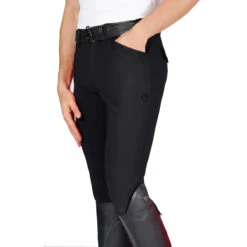 Vestrum Men's San Diego Knee Patch Breeches -Best Equestrian Shop Vestrum San.Diego .Knee .Grip .Breech Black Front.2