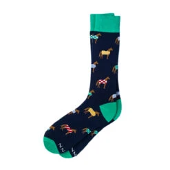Wild Attire Inc. Horsin' Around Carded Cotton Socks -Best Equestrian Shop Wild.Attire.Inc navy blue carded cotton horsin around 01