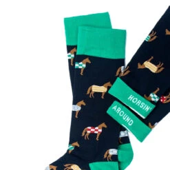 Wild Attire Inc. Horsin' Around Carded Cotton Socks -Best Equestrian Shop Wild.Attire.Inc navy blue carded cotton horsin around 02