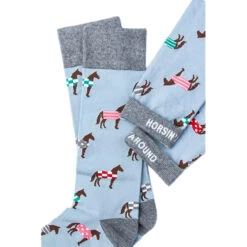 Wild Attire Inc. Horsin' Around Carded Cotton Socks -Best Equestrian Shop Wild.Attire.Inc pale blue carded cotton horsin around 02