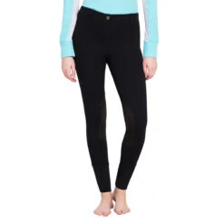 TuffRider Ladies Starter Lowrise Pull On Knee Patch Breeches -Best Equestrian Shop black2 21367.1583511667.1280.1280
