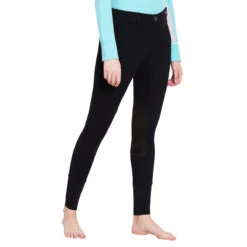 TuffRider Ladies Starter Lowrise Pull On Knee Patch Breeches -Best Equestrian Shop black3 13993.1583511667.1280.1280