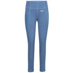TuffRider Children's Minerva EquiCool Tights -Best Equestrian Shop blue front 33515.1587157084.1280.1280