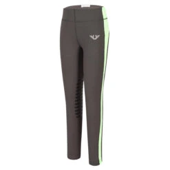 TuffRider Children's Ventilated Schooling Tights -Best Equestrian Shop charcoal neon GREEN 65849.1583525667.1280.1280