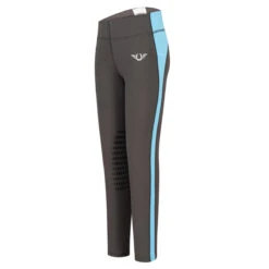 TuffRider Children's Ventilated Schooling Tights -Best Equestrian Shop charcoal neonblue 95595.1583525668.1280.1280