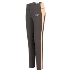 TuffRider Children's Ventilated Schooling Tights -Best Equestrian Shop charcoal neonpeach 04407.1583525669.1280.1280