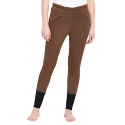 TuffRider Ladies Unifleece Pull-On Winter Breeches -Best Equestrian Shop chocolate front 63315.1588623837.1280.1280