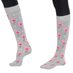 TuffRider Ladies Flamingo/Boat/Horse Knee Hi Socks -Best Equestrian Shop jpc tr ladies boat.flamingo.horse .socks 3