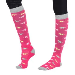 TuffRider Ladies Flamingo/Boat/Horse Knee Hi Socks -Best Equestrian Shop jpc tr ladies boat.flamingo.horse .socks 5