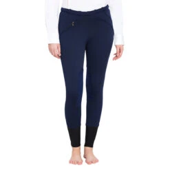 TuffRider Ladies Unifleece Pull-On Winter Breeches -Best Equestrian Shop navy front 53918.1588623838.1280.1280