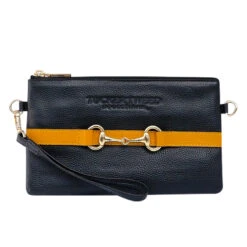 Tucker Tweed Equestrian Wellington Wristlet -Best Equestrian Shop tucker tweed the wellington wristlet leather handbags black gold scad copy