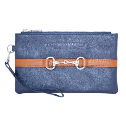 Tucker Tweed Equestrian Wellington Wristlet -Best Equestrian Shop tucker tweed the wellington wristlet leather handbags navy chestnut 6319ca05 d8ea 4078 9815 81a9fba0a043